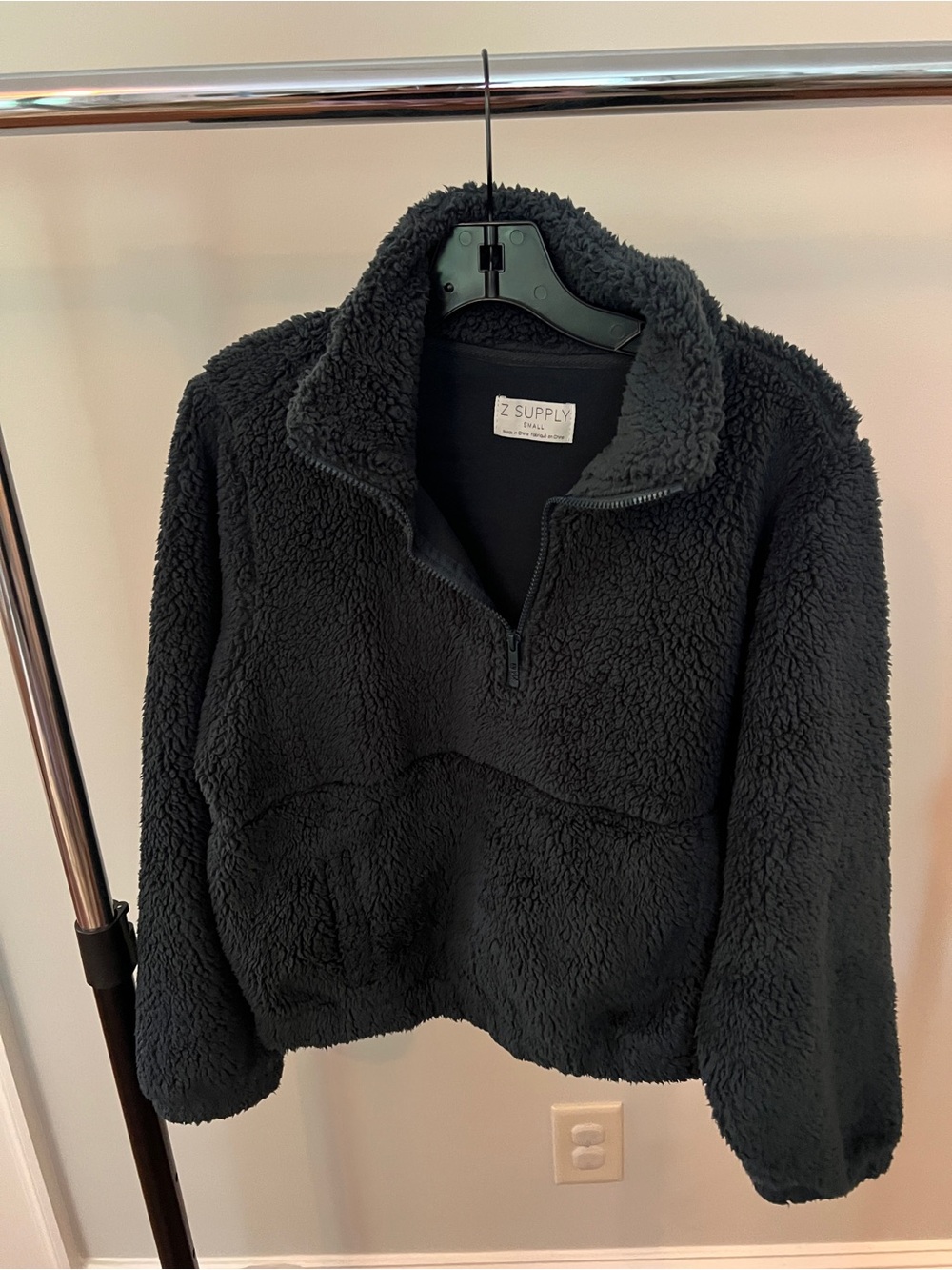 Z Supply Green Sherpa Quarter-Zip Pullover